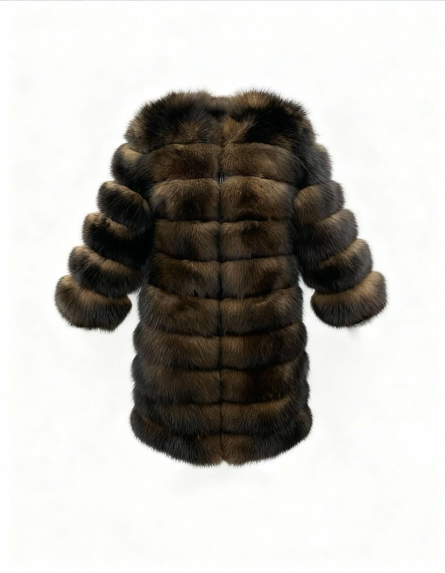Manteau Long en Renard Brun Prestige