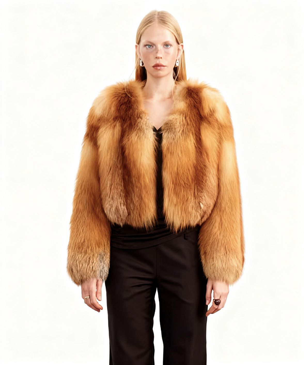 Veste courte fourrure Red Fox - Coupe épurée