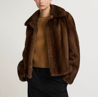Manteau en vison court – Col tailleur classique